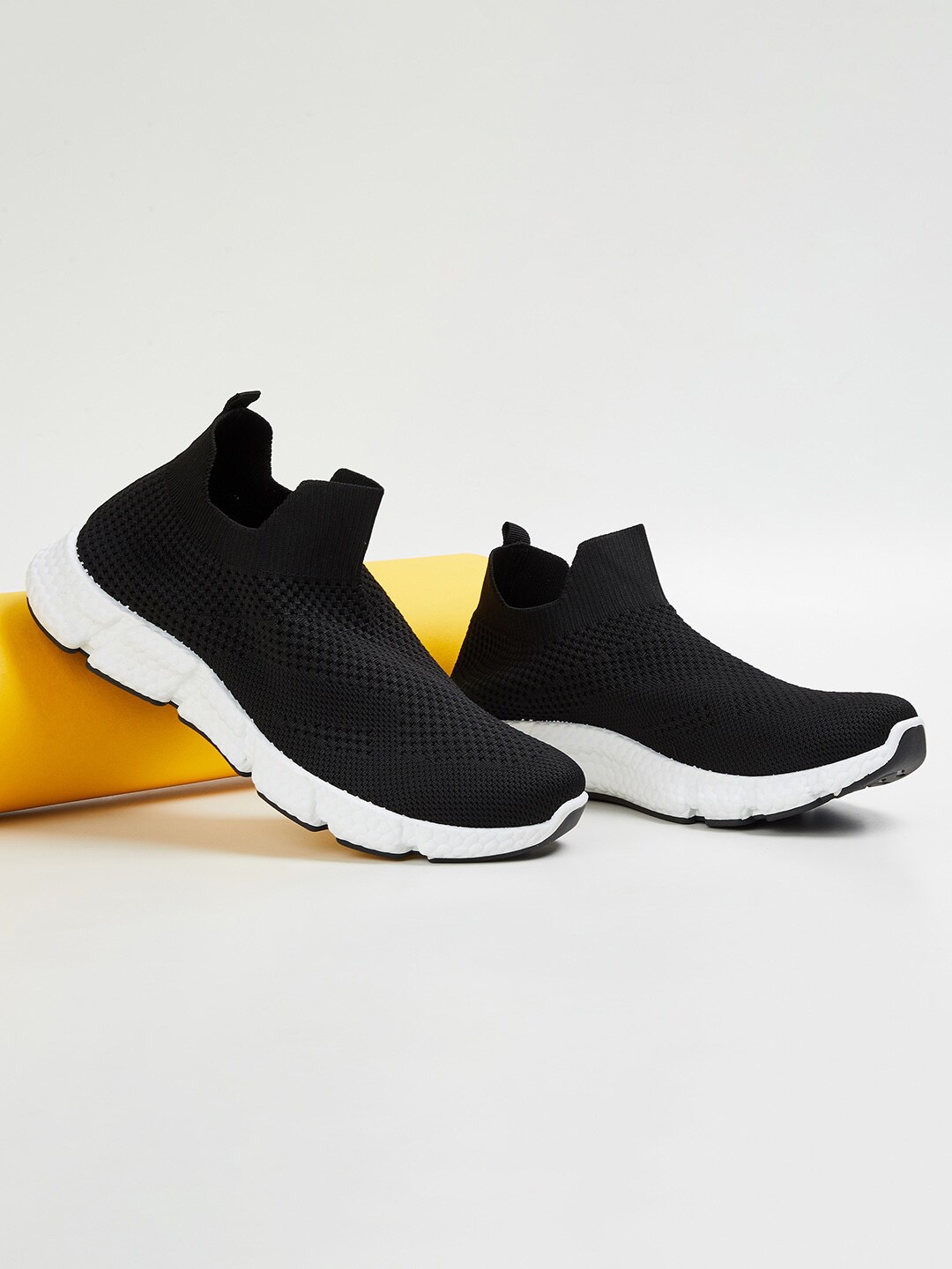 

Forca by Lifestyle Men Black Woven Design Slip-On Sneakers