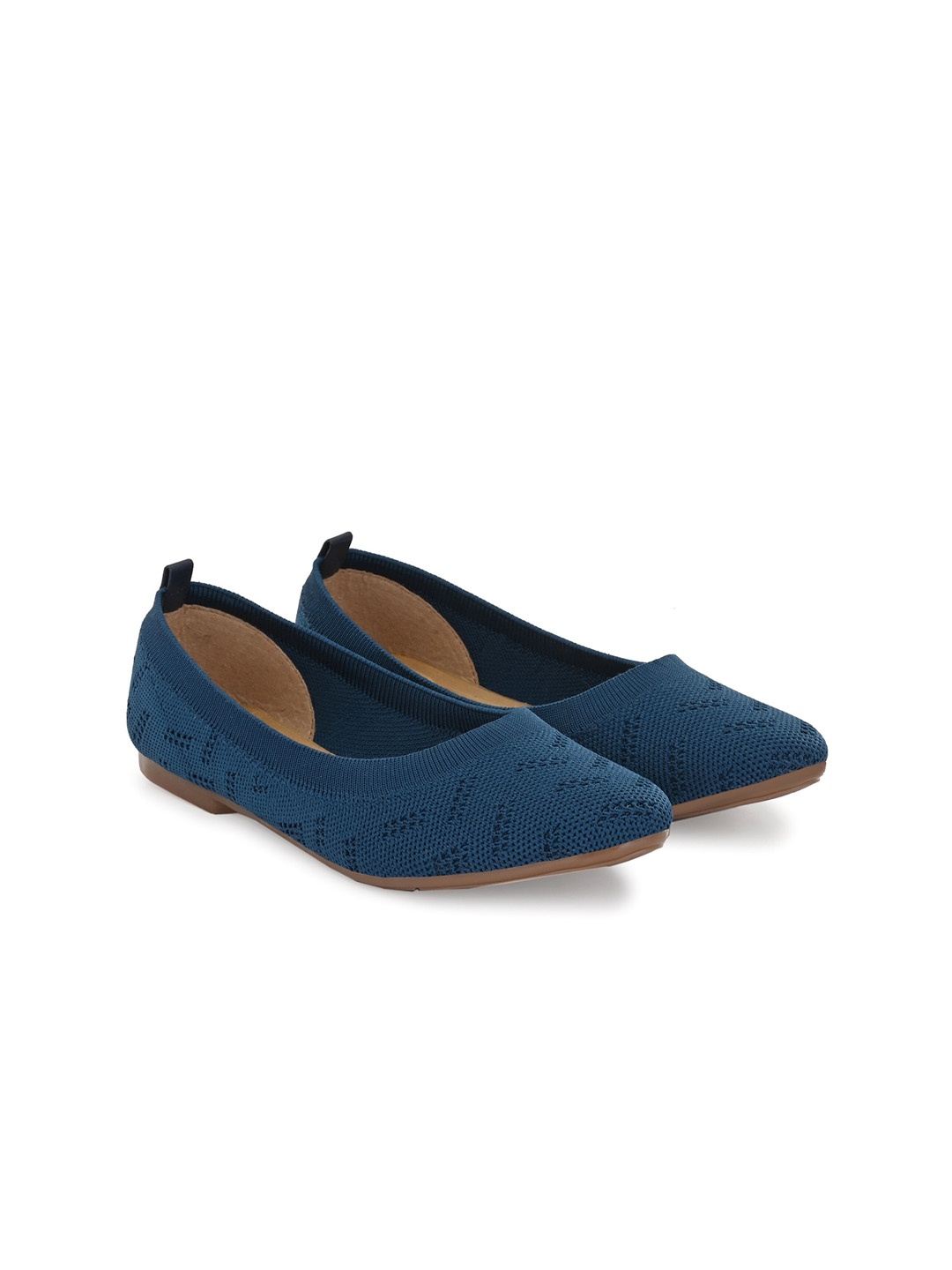 

TAURENE Women Navy Blue Ballerinas with Laser Cuts Flats