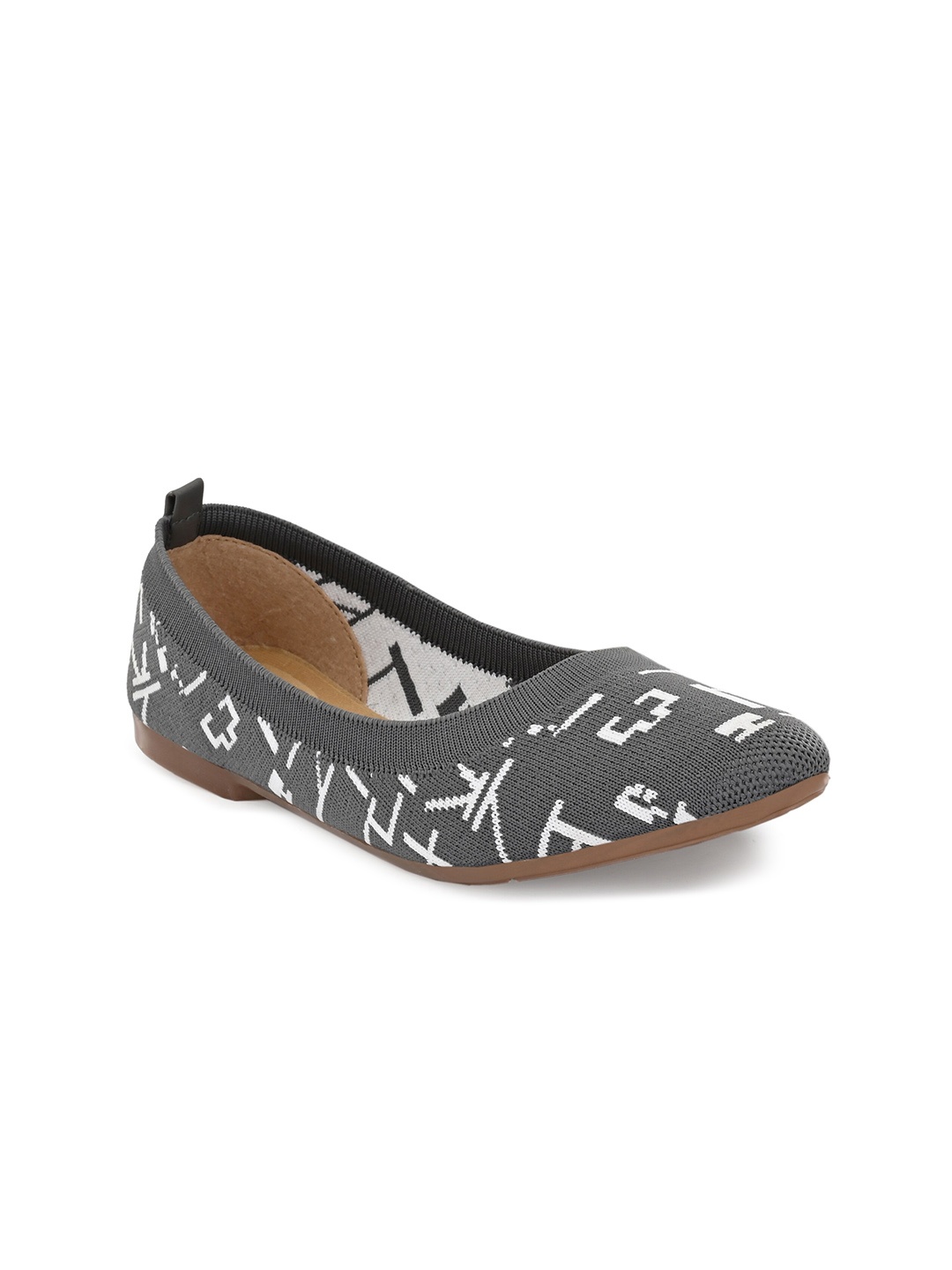 

TAURENE Women Grey Printed Ballerinas with Bows Flats