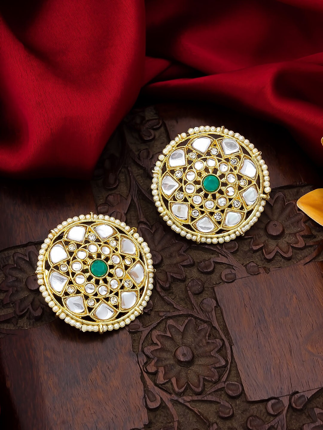 aadita Gold-Toned Circular Studs Earrings