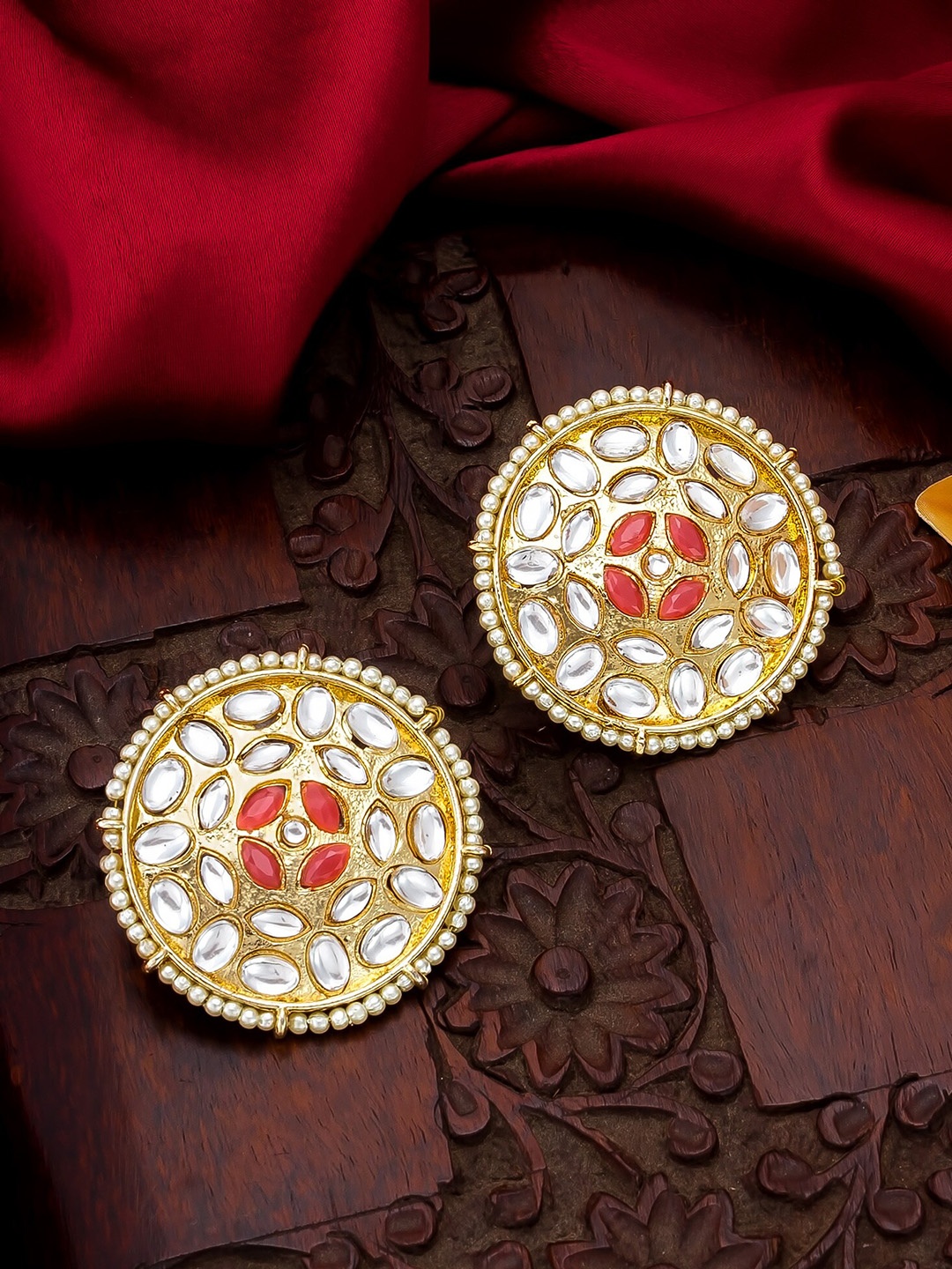 

aadita Gold-Toned Circular Studs Earrings