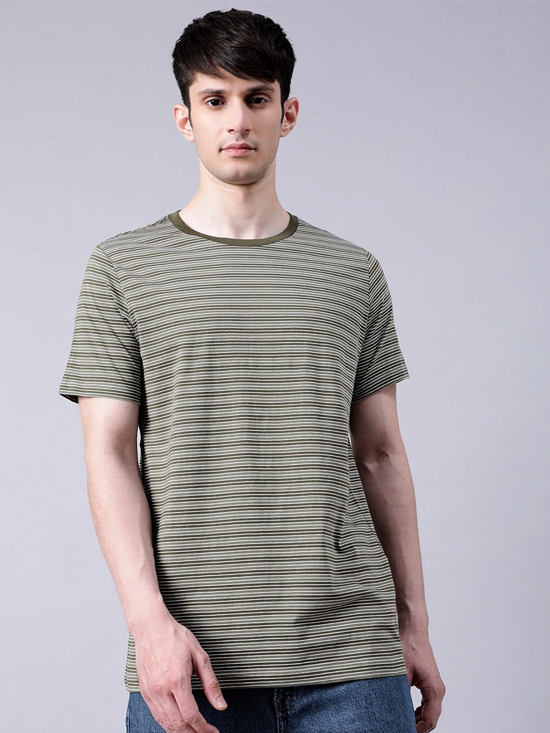 

Matinique Men Green Striped T-shirt