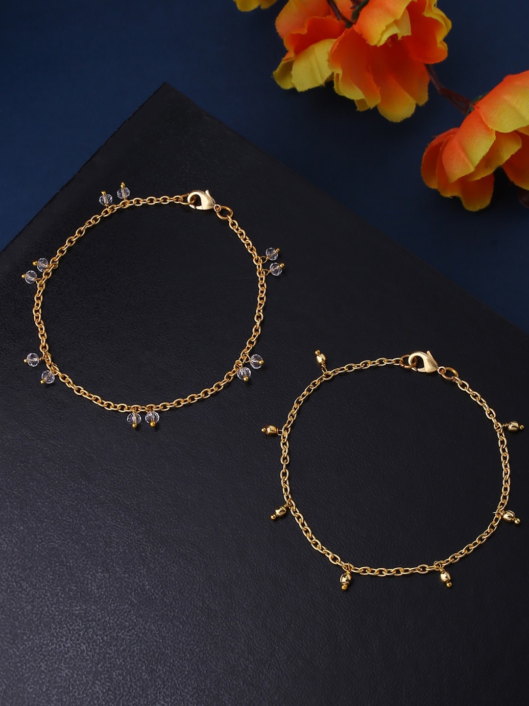 

kashwini Set of 2 Women Gold-Plated Charm Bracelet