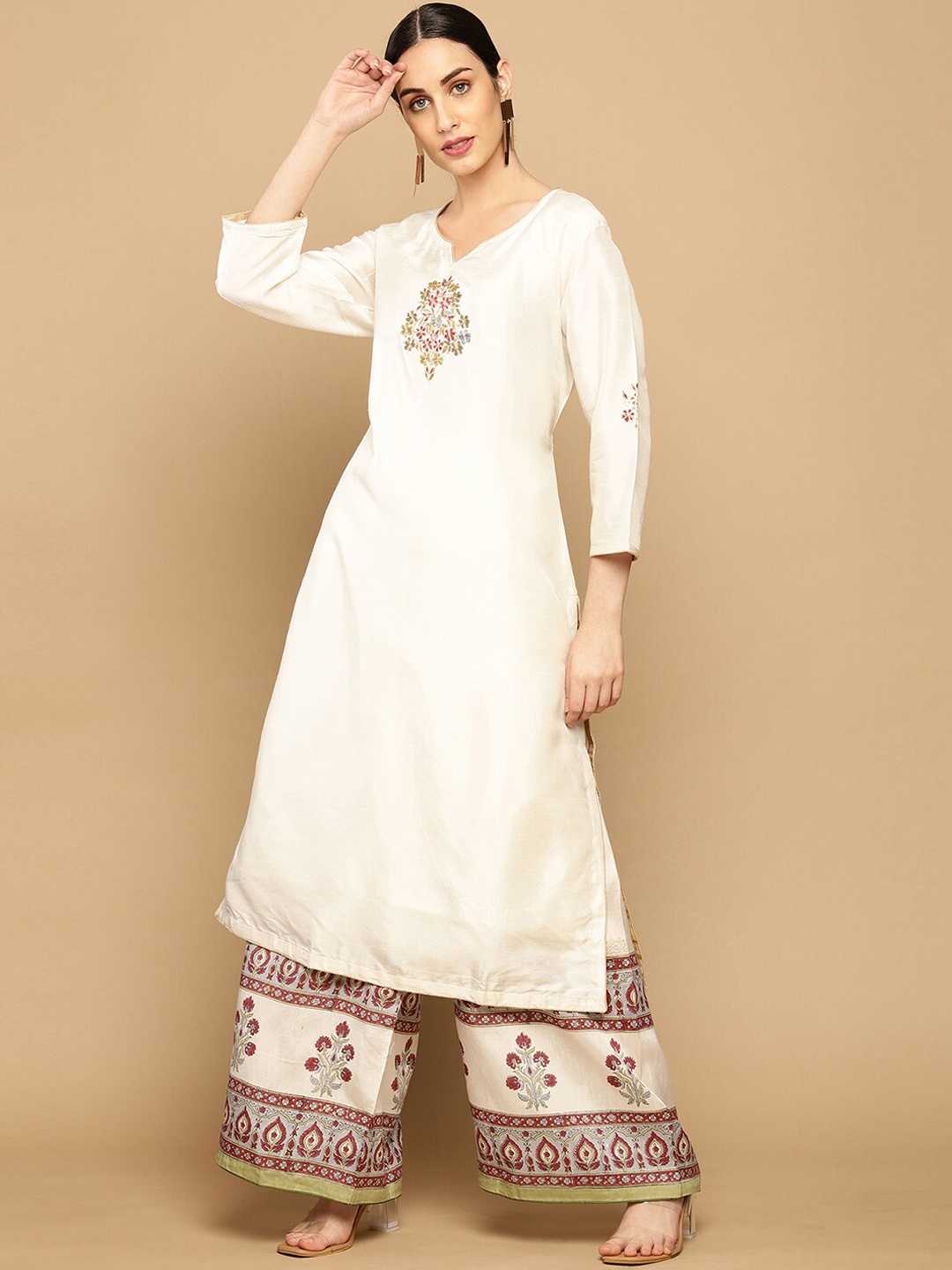 

Soch Women Off White Art Silk Kurta