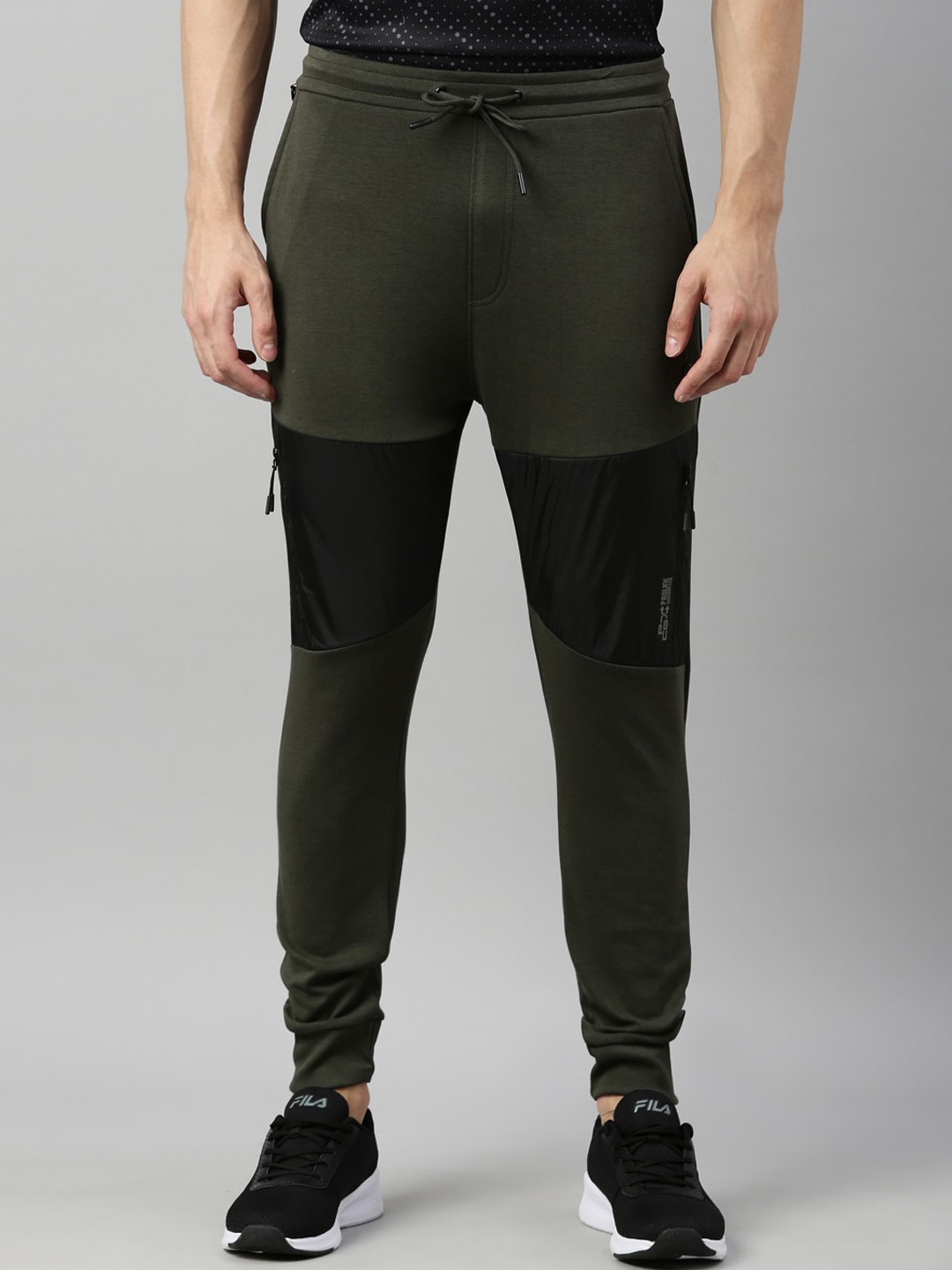 

Proline Active Men Olive Green Solid Cotton Joggers