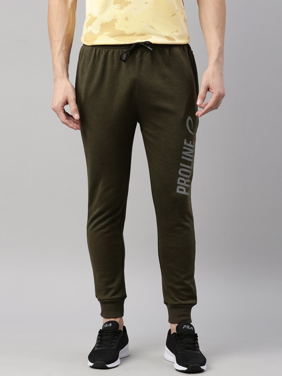 

Proline Active Men Olive-Green Solid Cotton Joggers