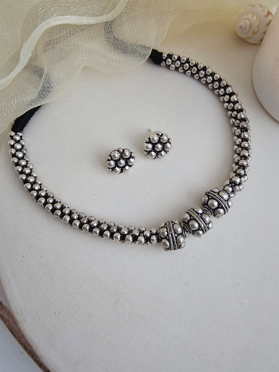 

Binnis Wardrobe Silver-Plated Oxidized Jewellery Set