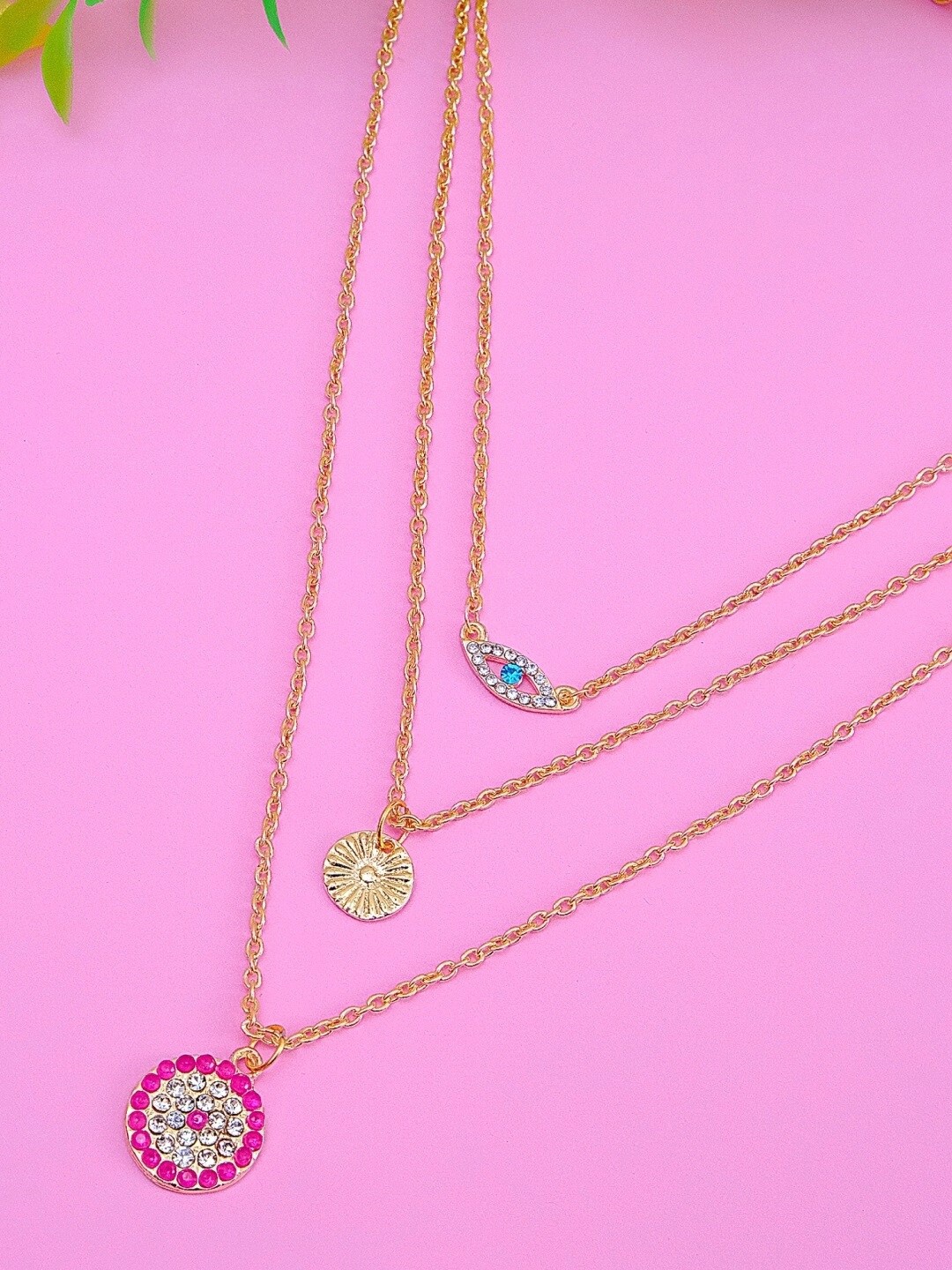 

Crunchy Fashion Gold-Toned & White Gold-Plated Layered Necklace
