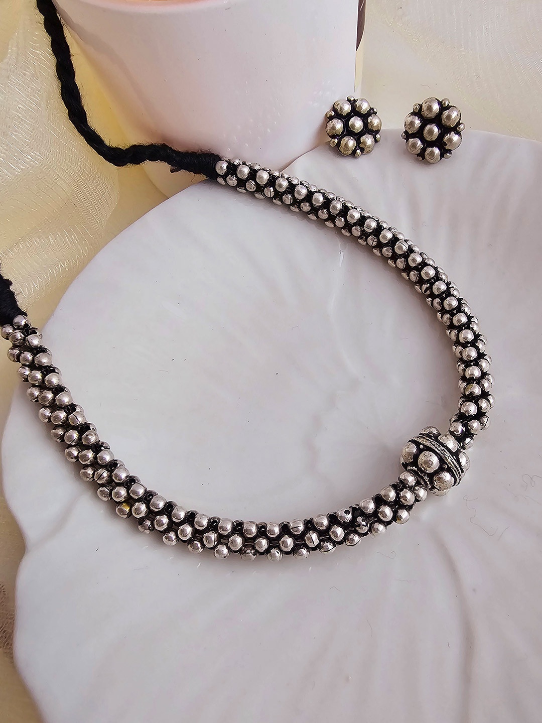 

Binnis Wardrobe Women Silver-Plated Beaded Jewellery Set