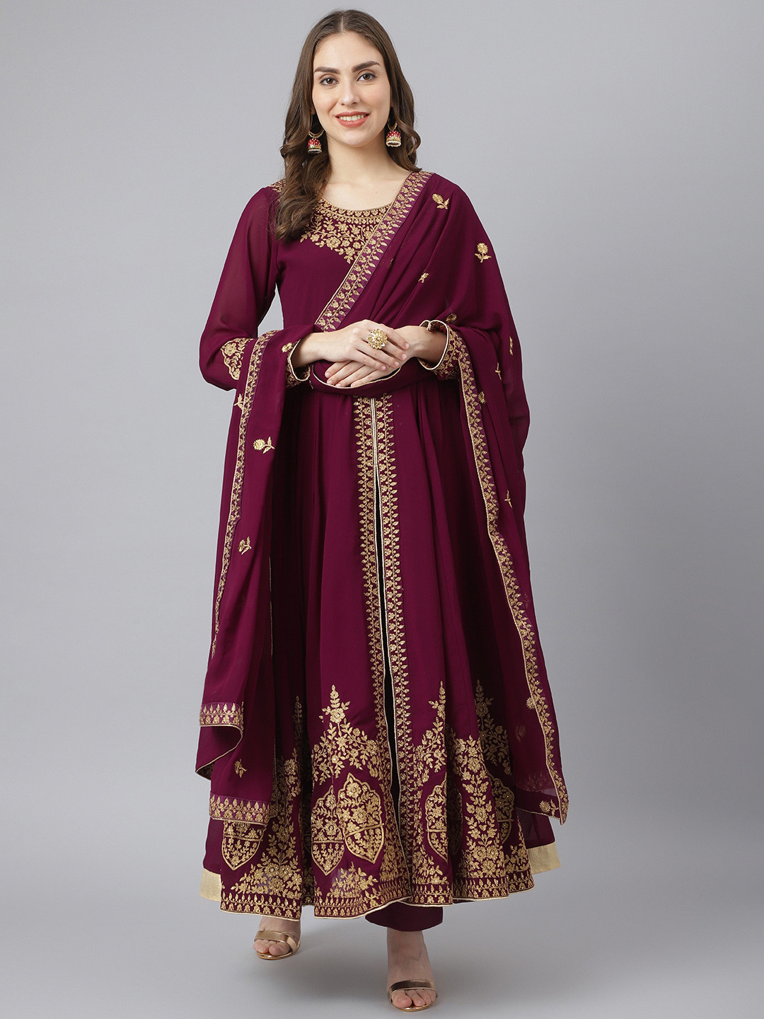 

Readiprint Fashions Purple & Golden Embroidered Unstitched Dress Material