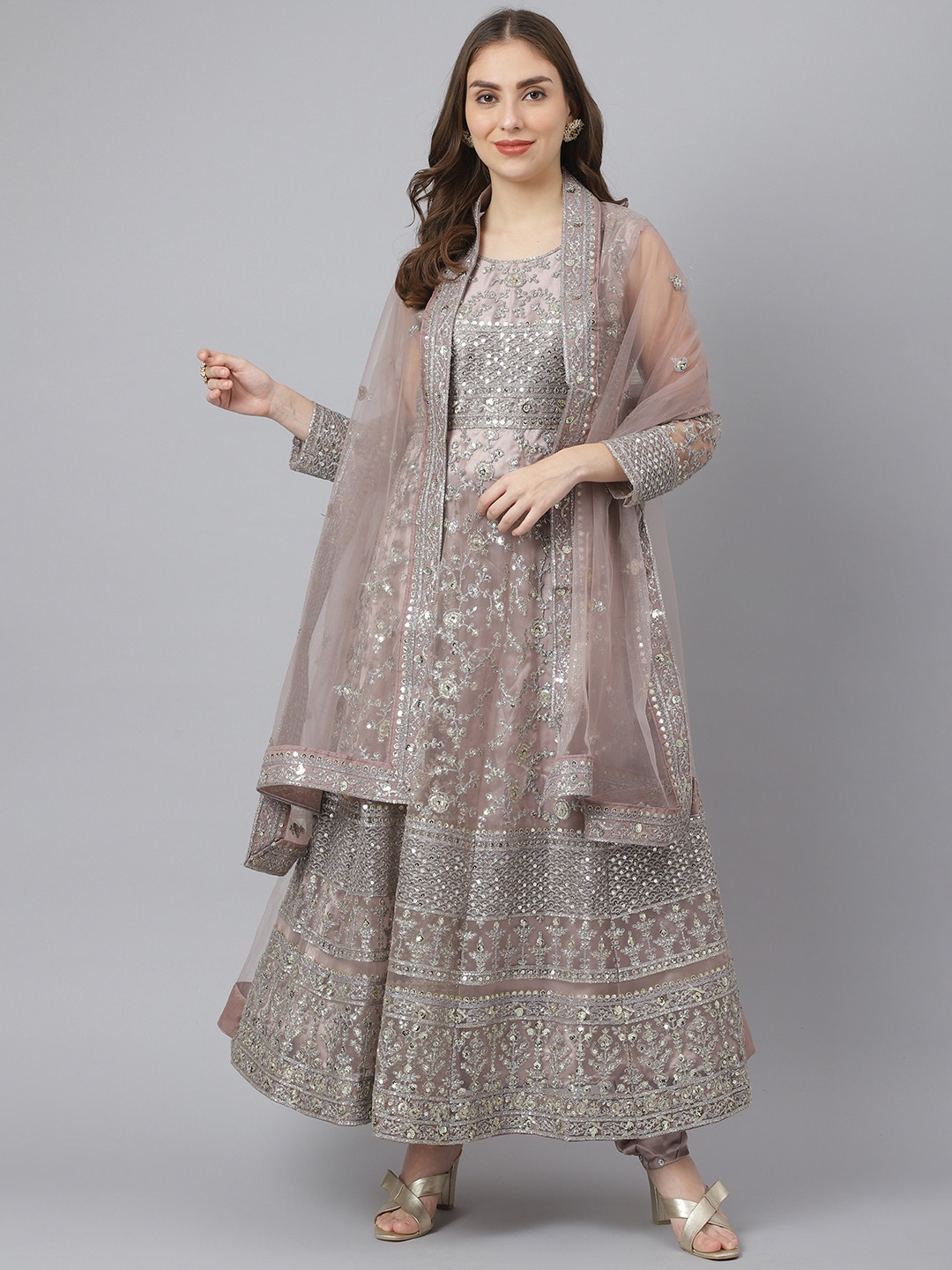 

Readiprint Fashions Women Brown Embroidered Unstitched Dress Material