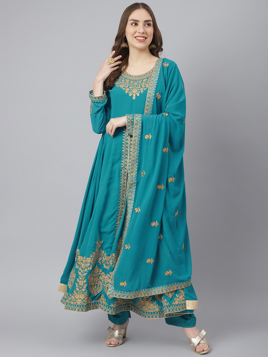 

Readiprint Fashions Women Blue Embroidered Unstitched Dress Material