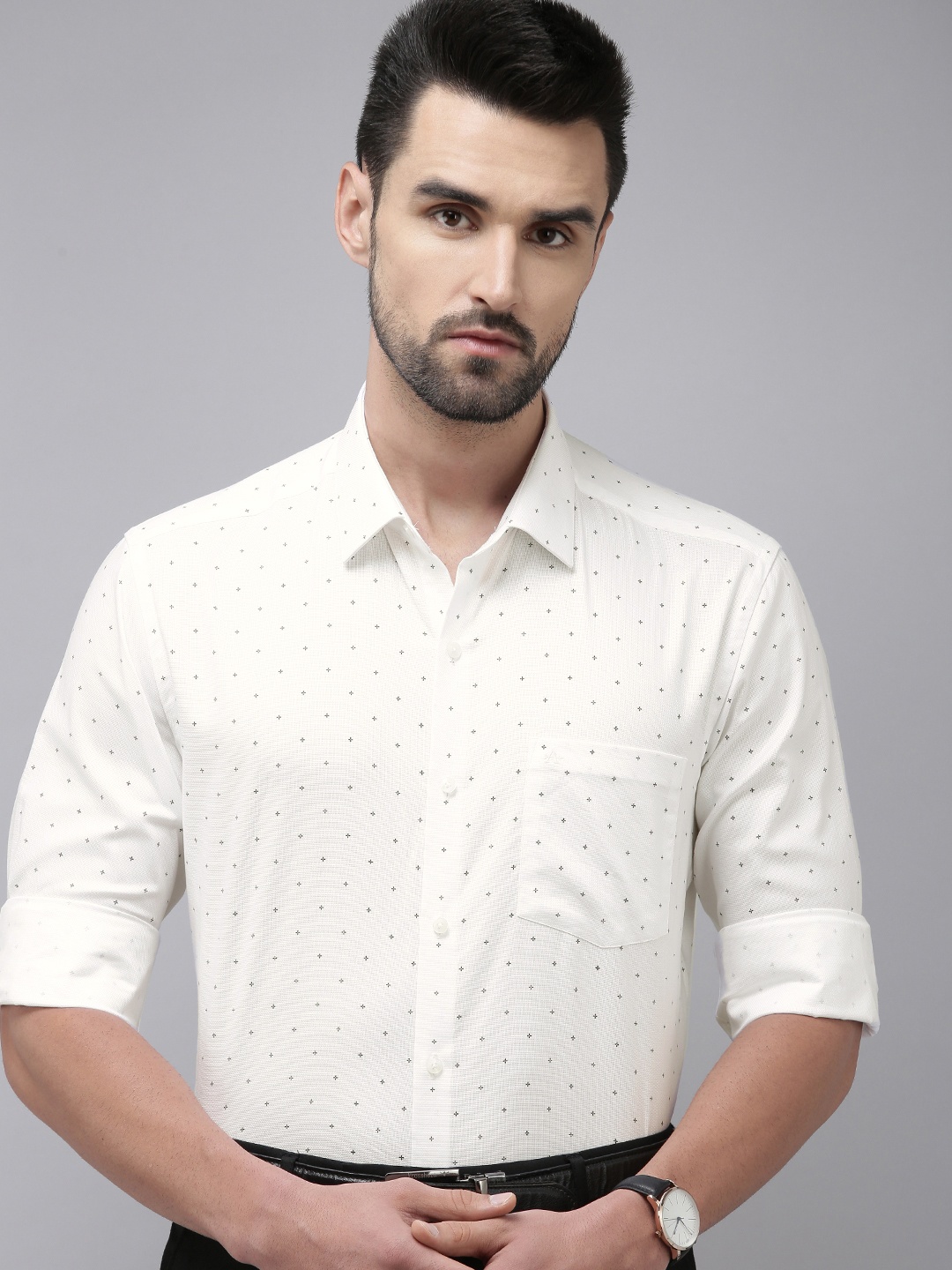 

Arrow Men White Original Slim Fit Printed Pure Cotton Formal Shirt