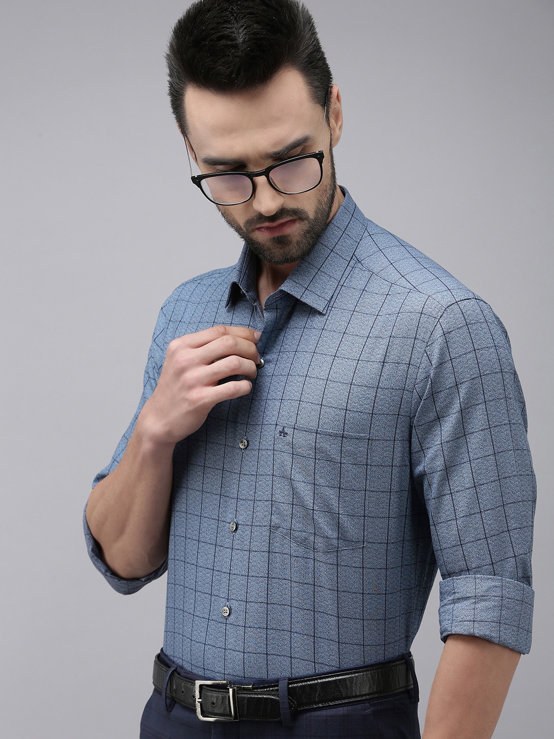 

Arrow Men Blue Original Slim Fit Checked Pure Cotton Formal Shirt