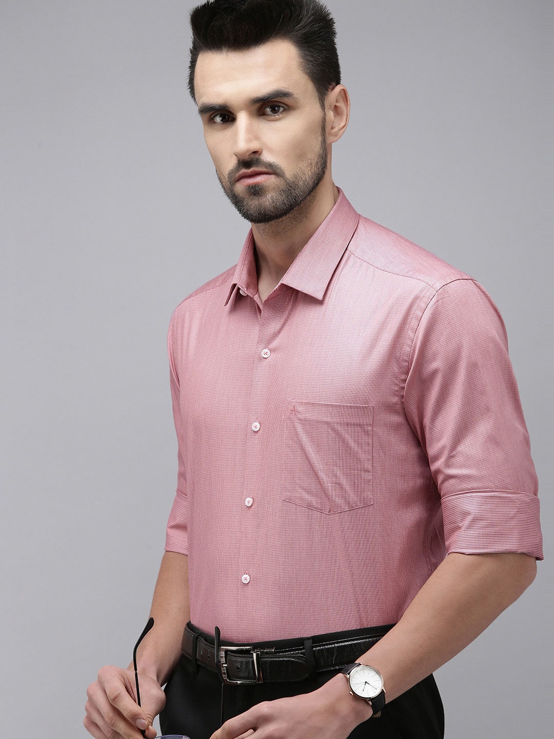 

Arrow Men Pink Original Slim Fit Checked Pure Cotton Formal Shirt