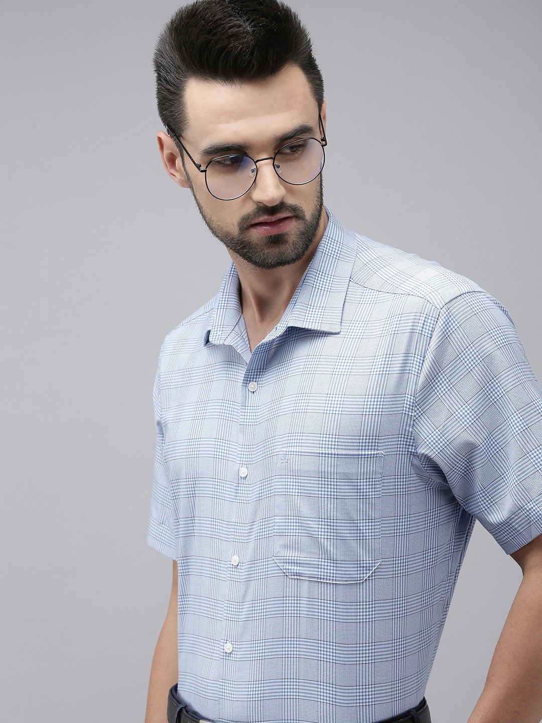 

Arrow Men Blue Classic Checked Pure Cotton Formal Shirt