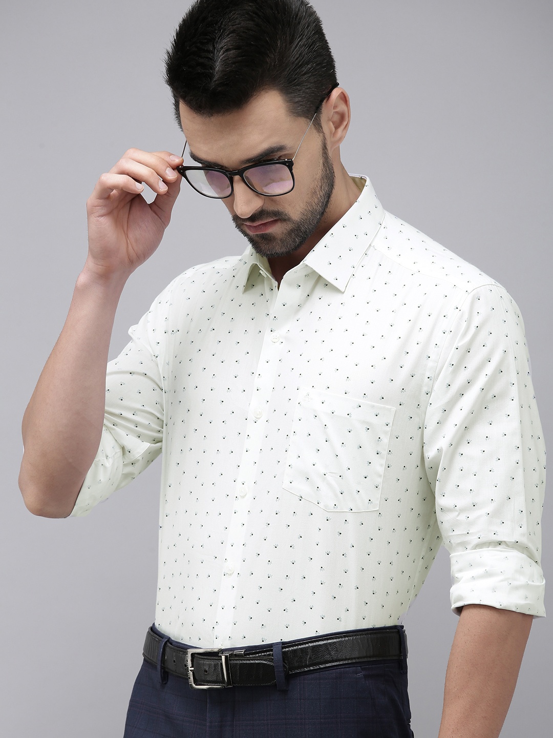 

Arrow Men White Original Slim Fit Printed Pure Cotton Formal Shirt