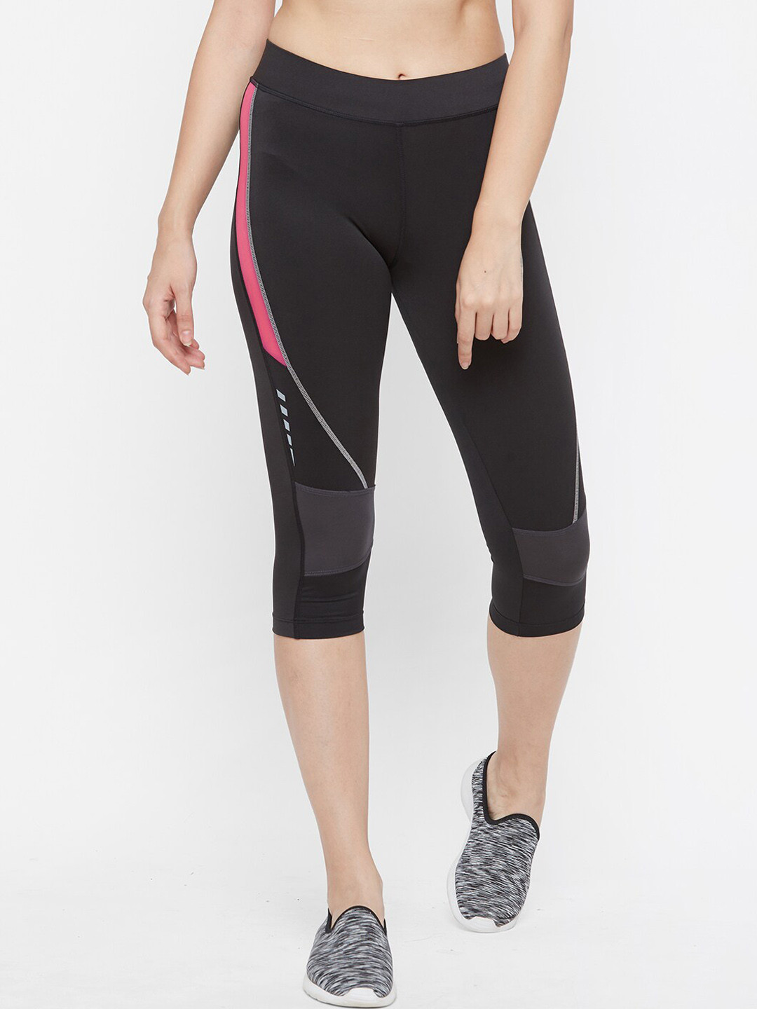 

Black Panther Women Charcoal Colourblocked Slim Fit Capris