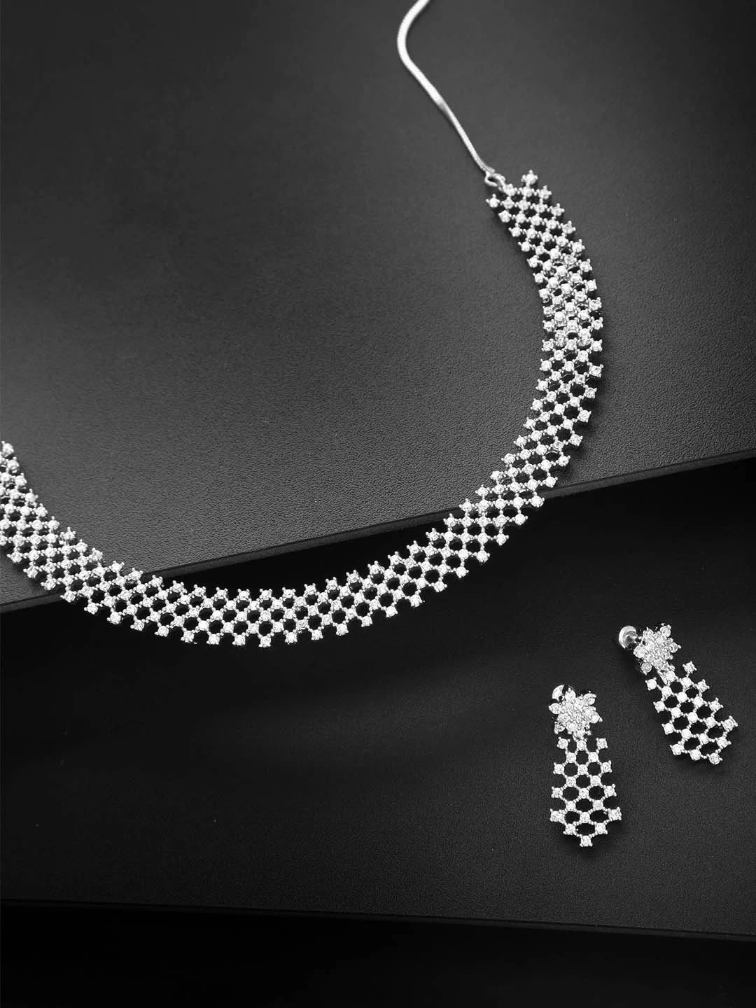 

Priyaasi Silver-Plated AD-Studded Jewellery Set