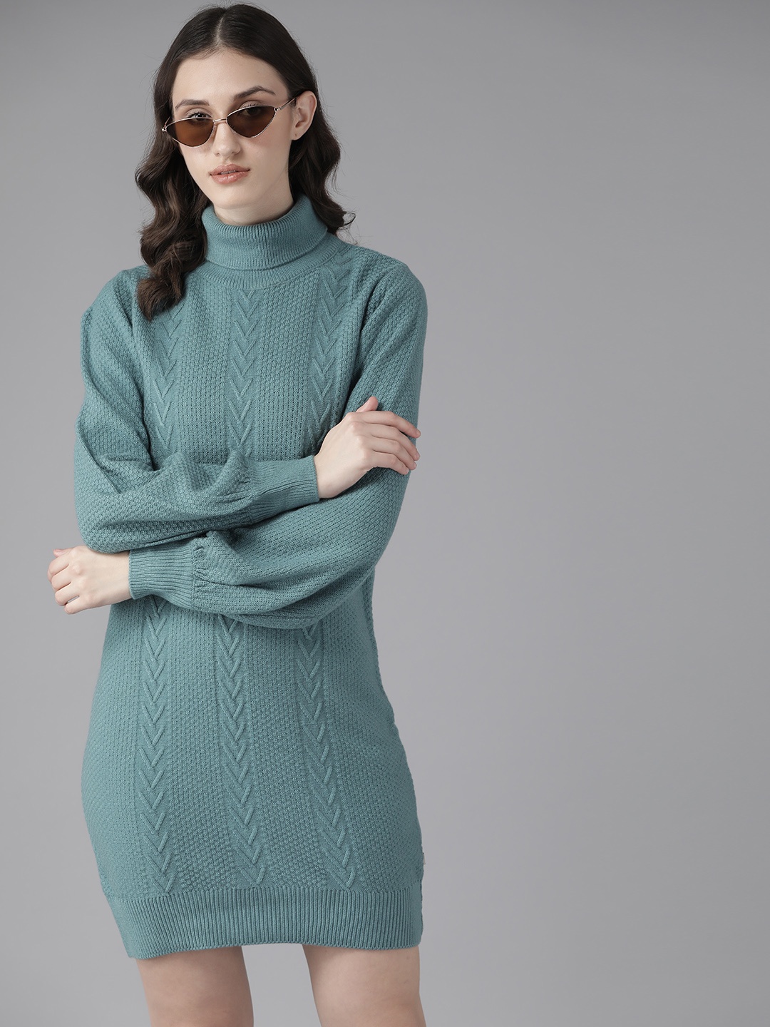 

The Roadster Lifestyle Co. Women Blue Self-Design Jumper Dress