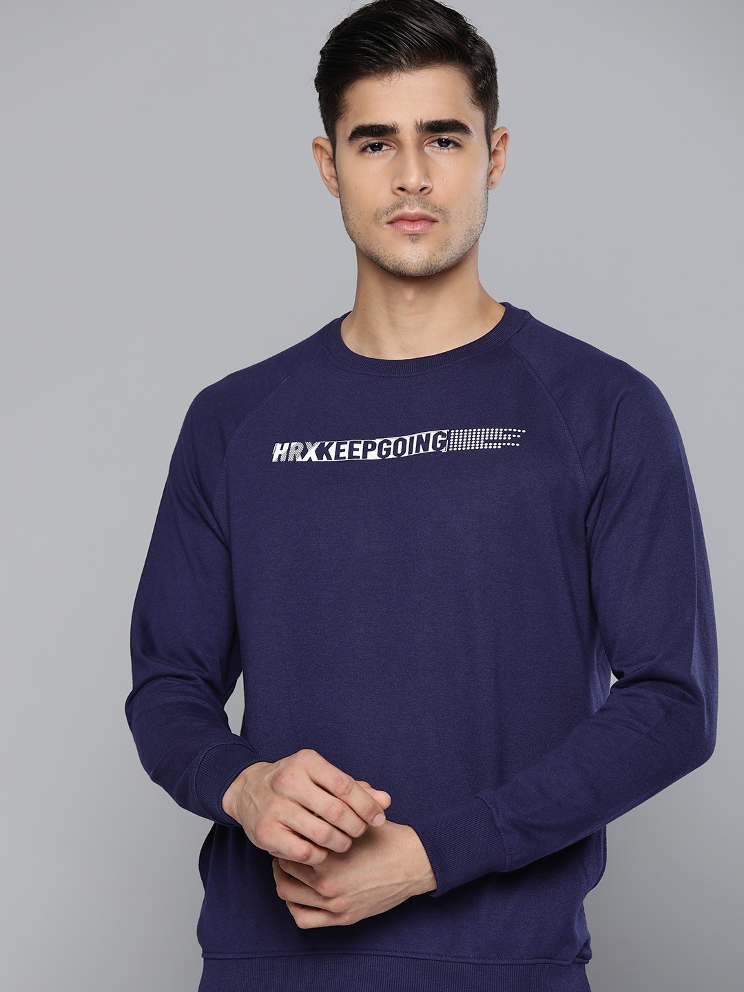 

HRX by Hrithik Roshan Men Blue Printed Lifestyle Sweatshirt