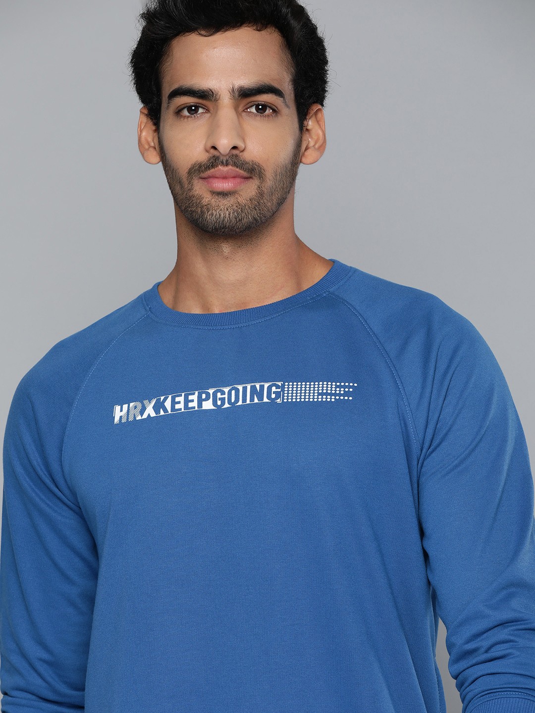 

HRX by Hrithik Roshan Men Blue Printed Rapid Dry Technology Sweatshirt