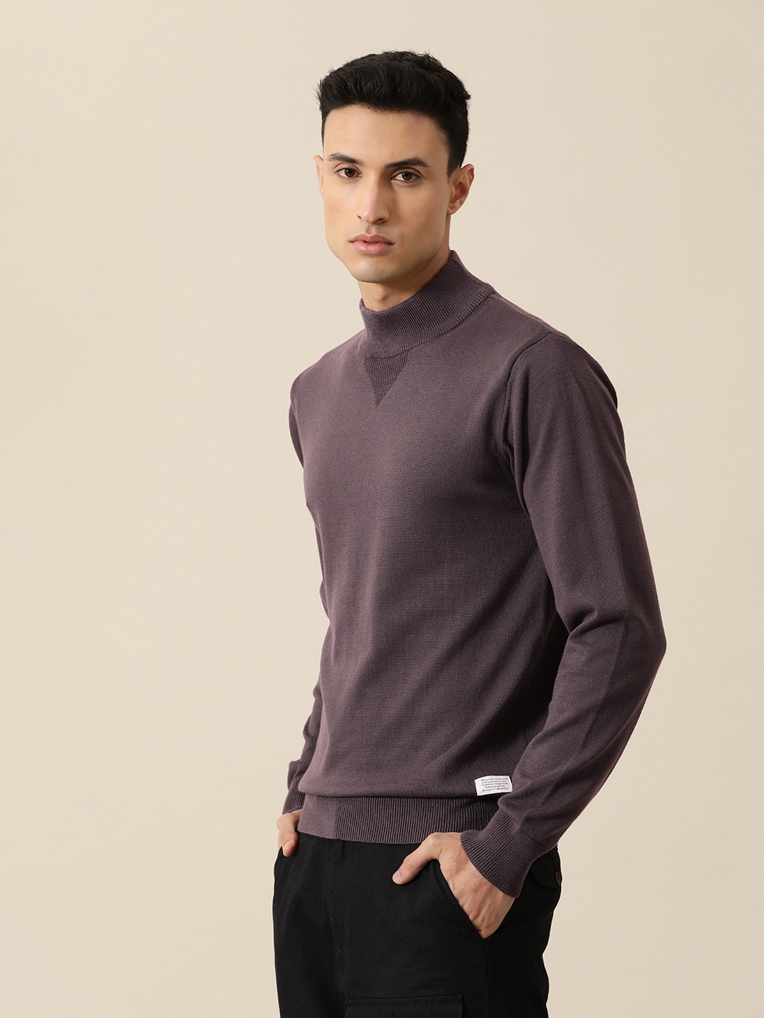 

Mr Bowerbird Men Turtle Neck Tailored Fit Pullover, Grey