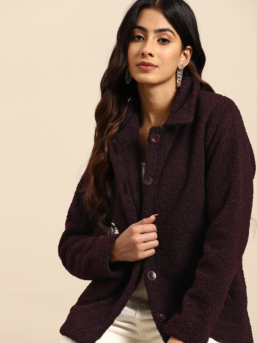 

all about you Sherpa Regular Tailored Jacket, Burgundy