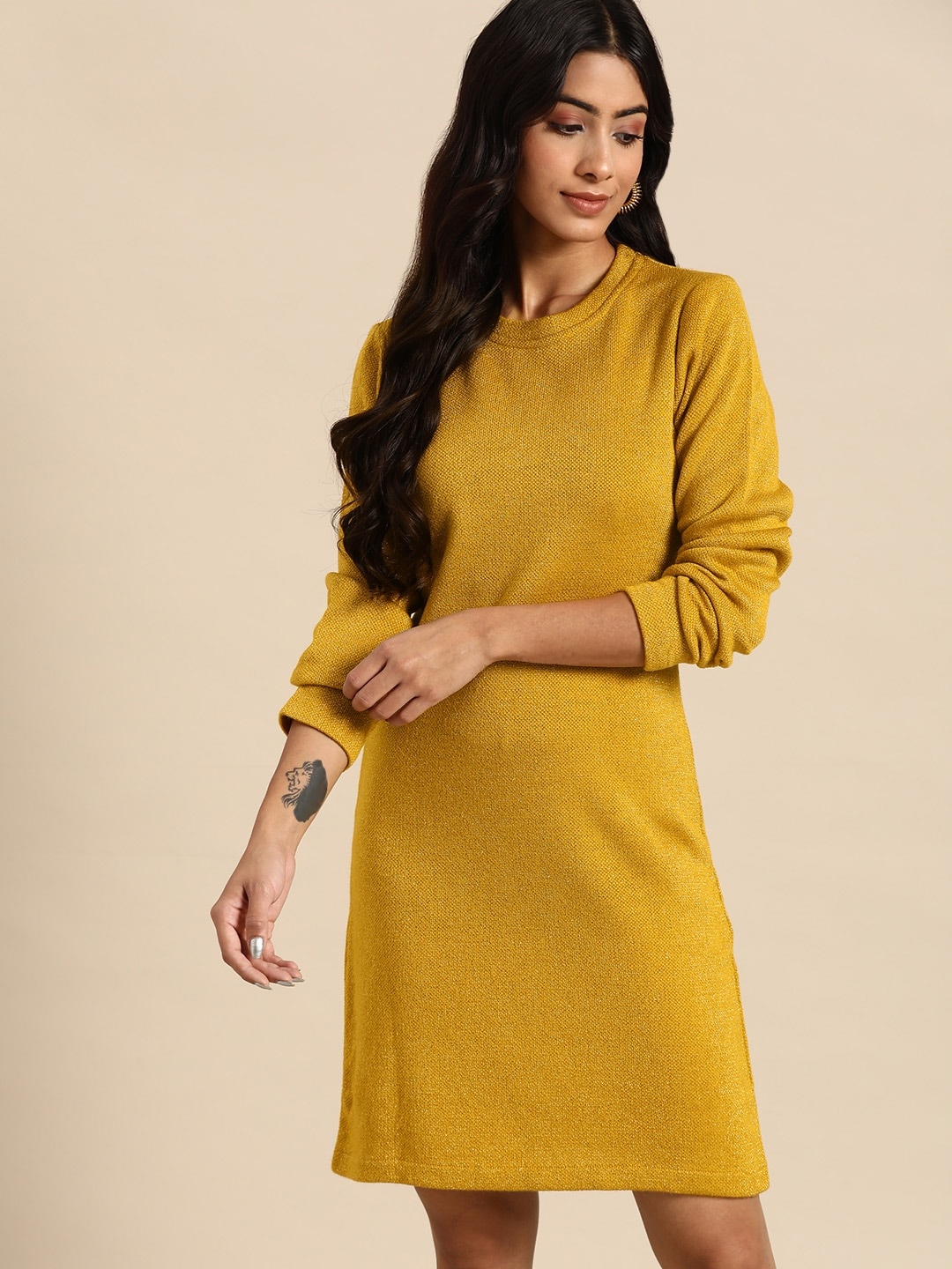 

all about you Jumper Mini Dress, Mustard