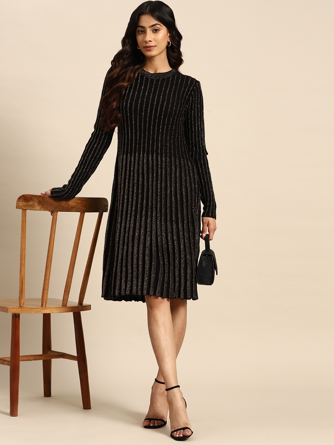 

all about you Ribbed Jumper Dress, Black