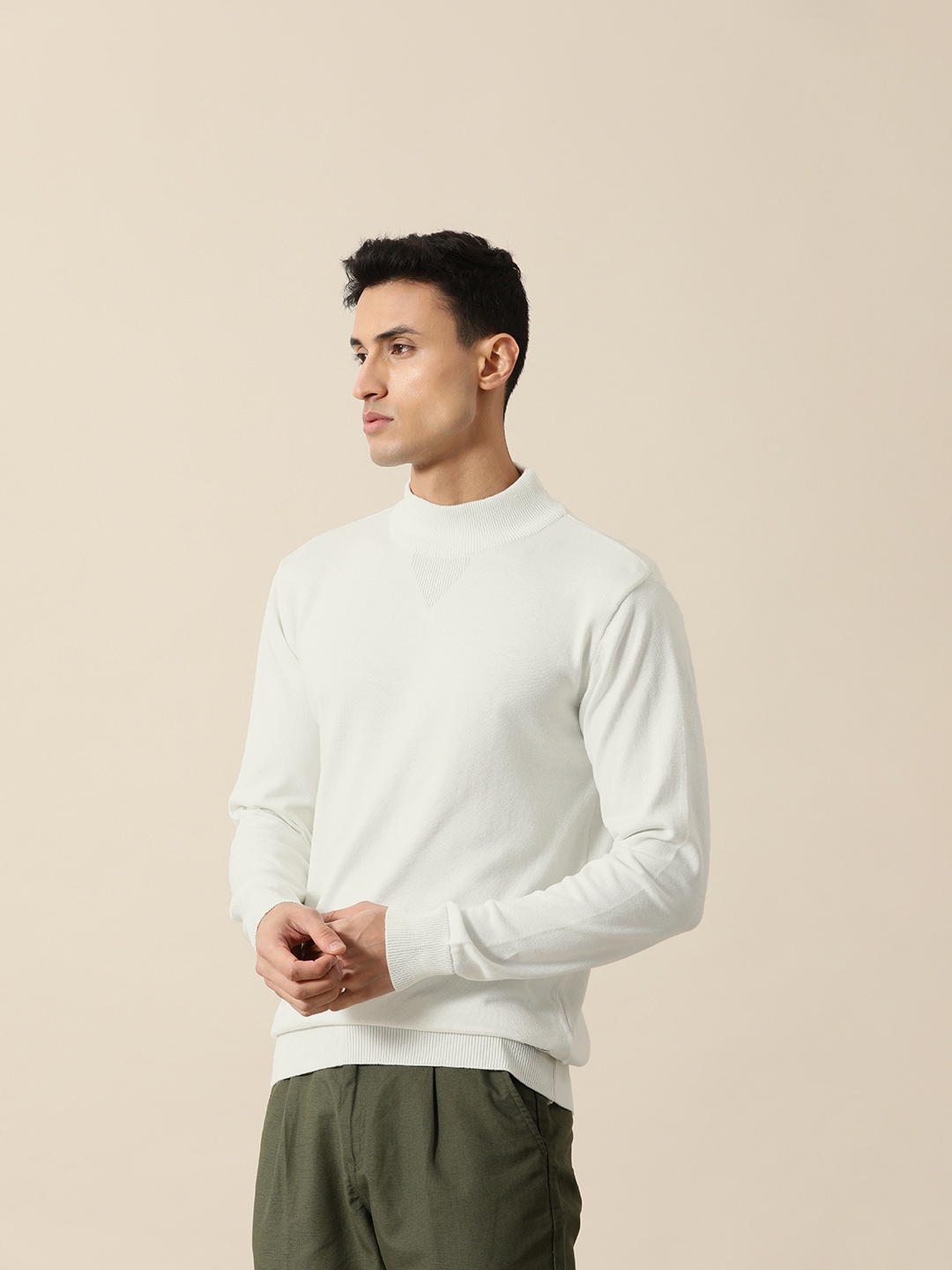 

Mr Bowerbird Men Turtle Neck Tailored Fit Pullover, White