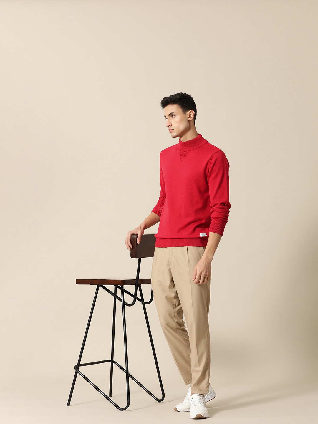 

Mr Bowerbird Men Turtle Neck Tailored Fit Pullover, Red