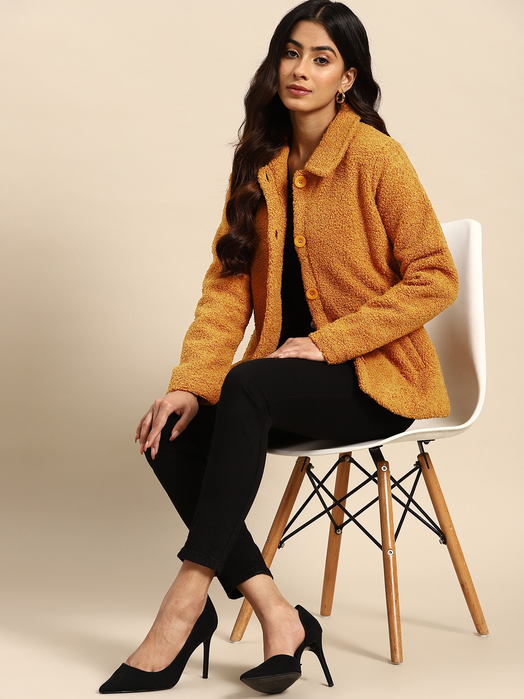 

all about you Sherpa Regular Tailored Jacket, Mustard