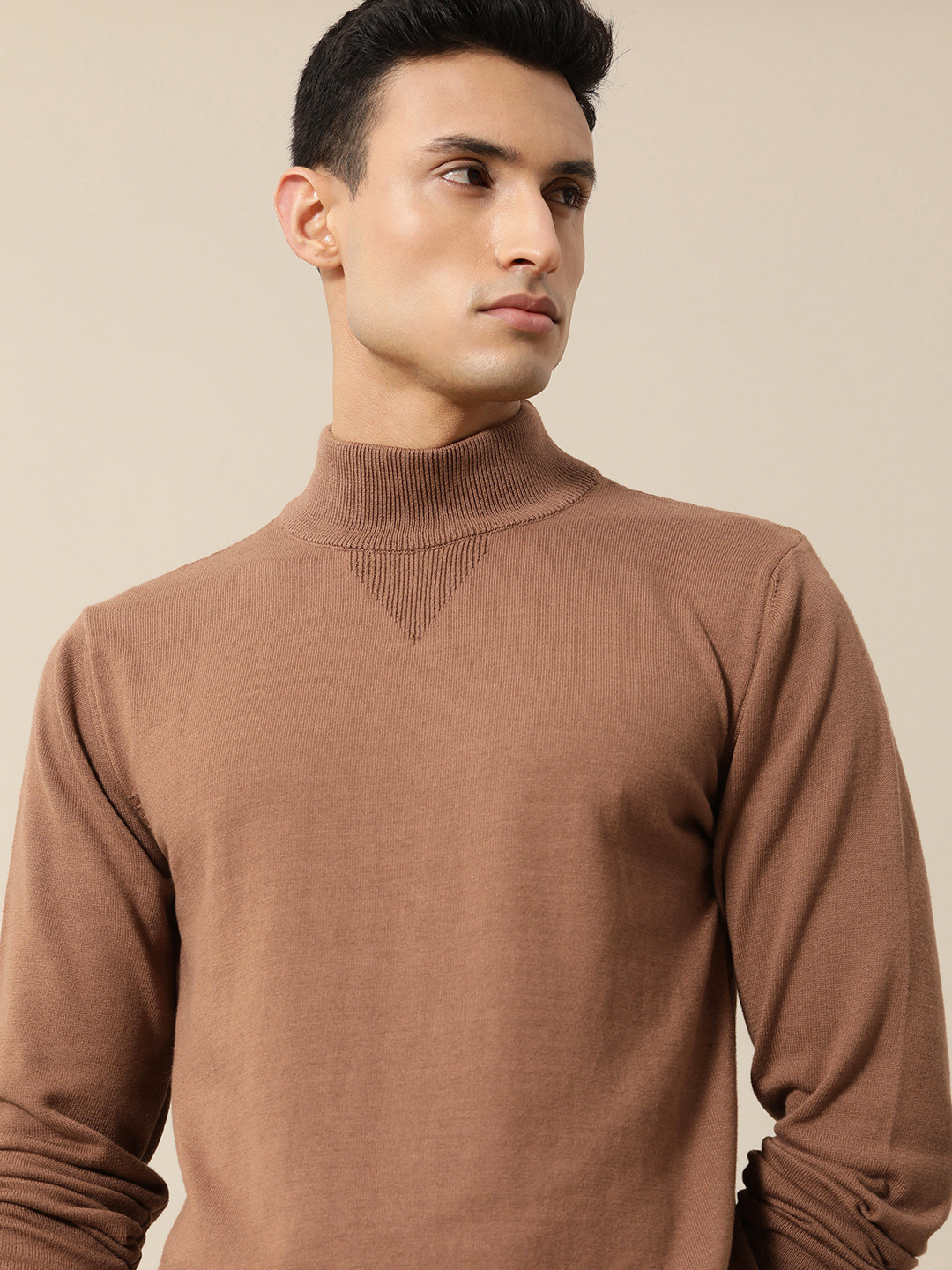 

Mr Bowerbird Men Turtle Neck Tailored Fit Pullover, Brown