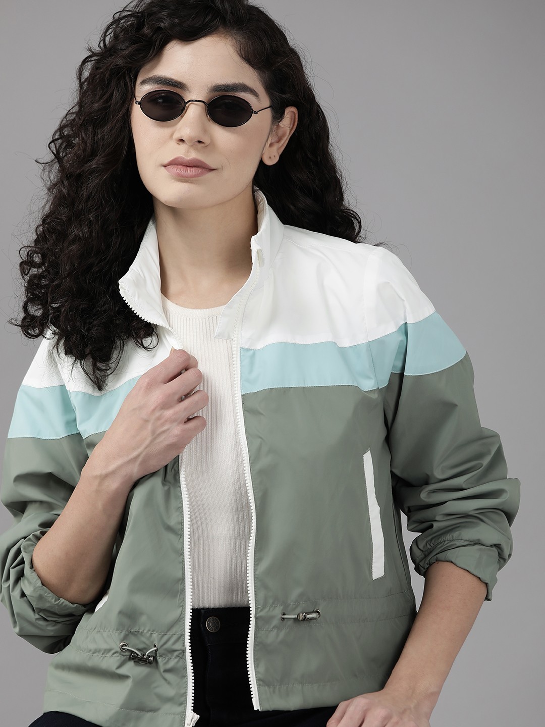

The Roadster Lifestyle Co. Colourblocked Windcheater Jacket, Olive