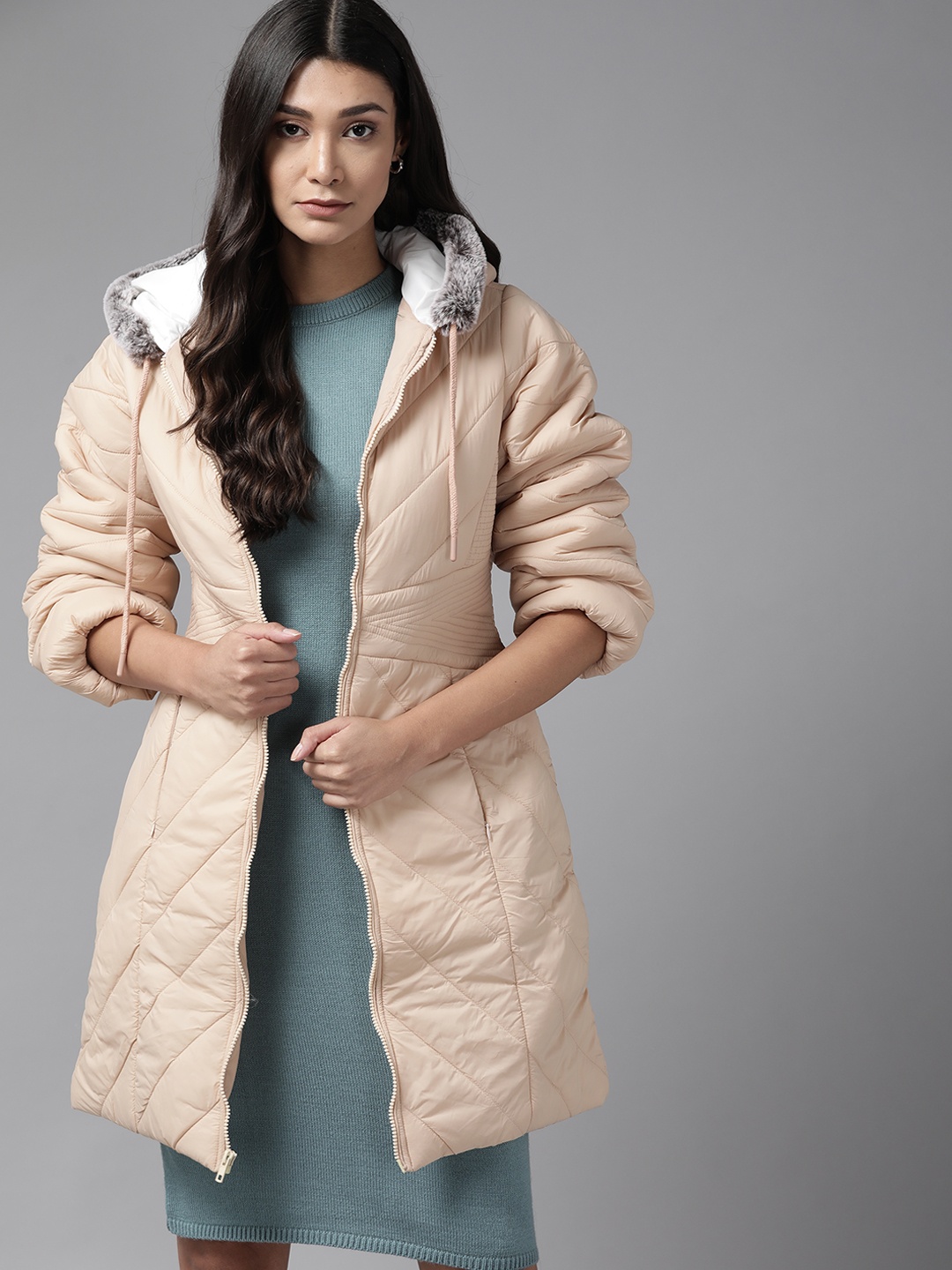 

Roadster Women Beige Longline Parka Jacket