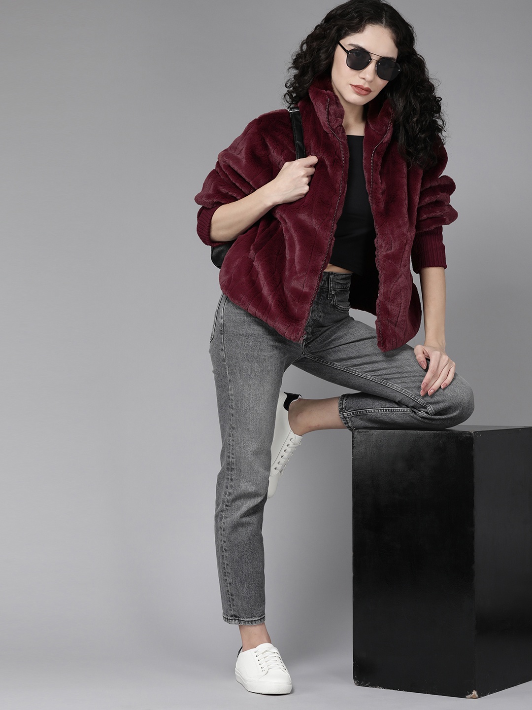 

Roadster Women Maroon Solid Tailored Jacket