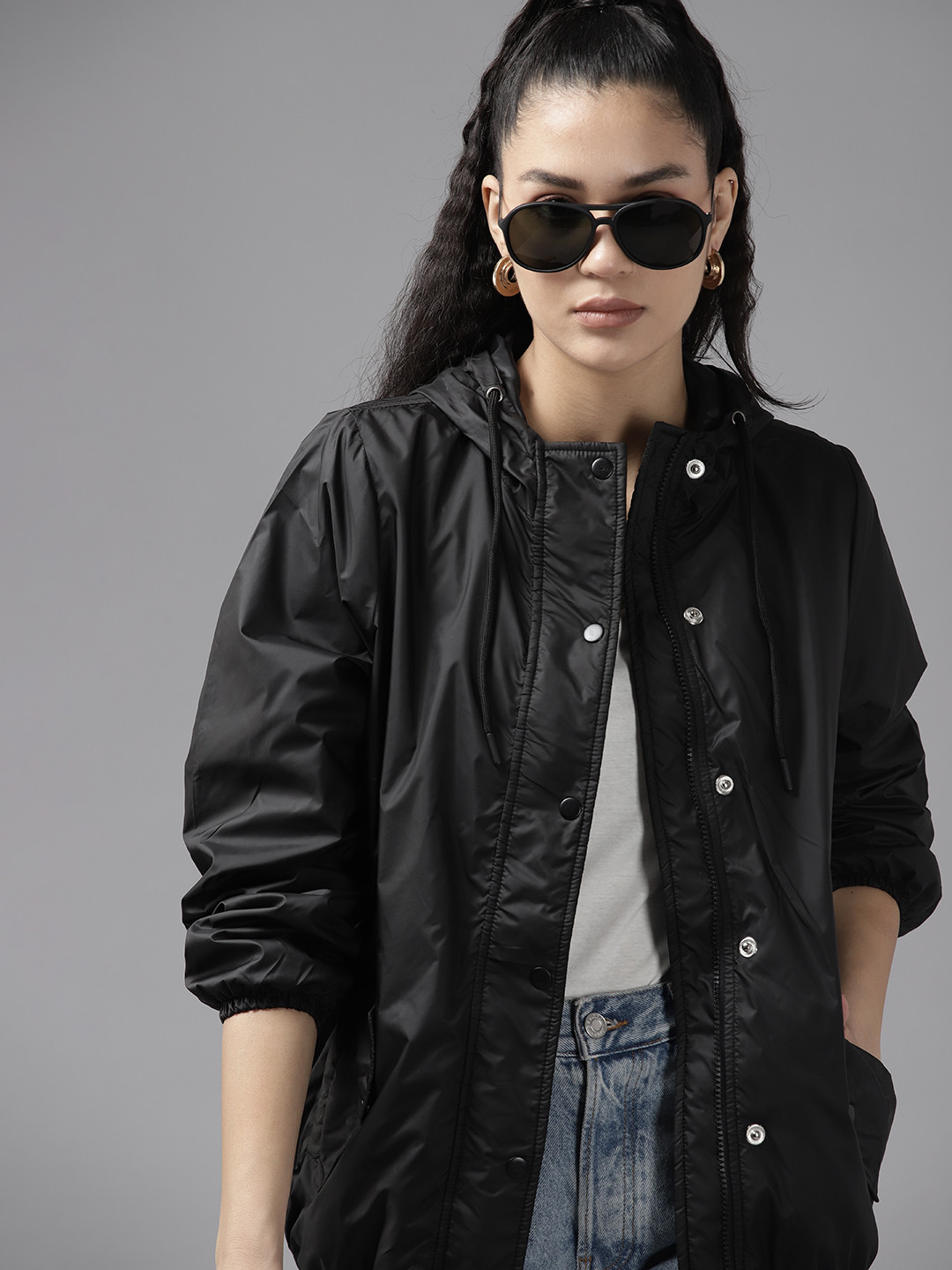 

The Roadster Lifestyle Co. Women Hooded Tailored Jacket, Black
