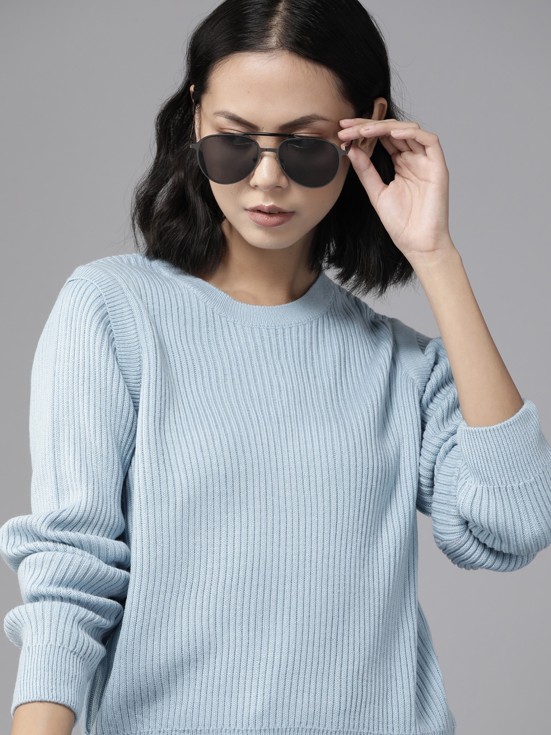 

The Roadster Lifestyle Co. Women Blue Solid Pullover