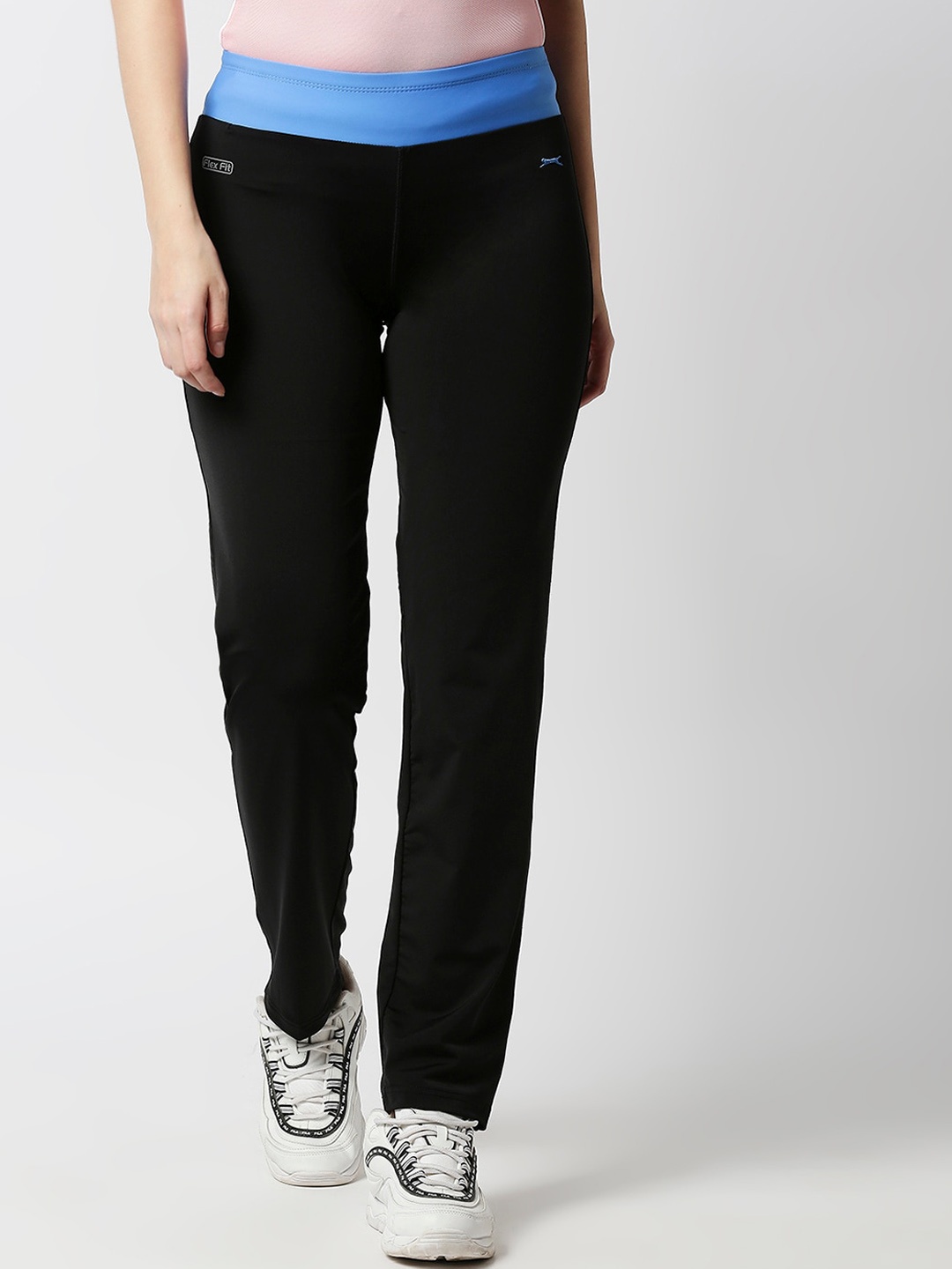 

Black Panther Women Black & Blue Solid Slim-Fit Track Pant