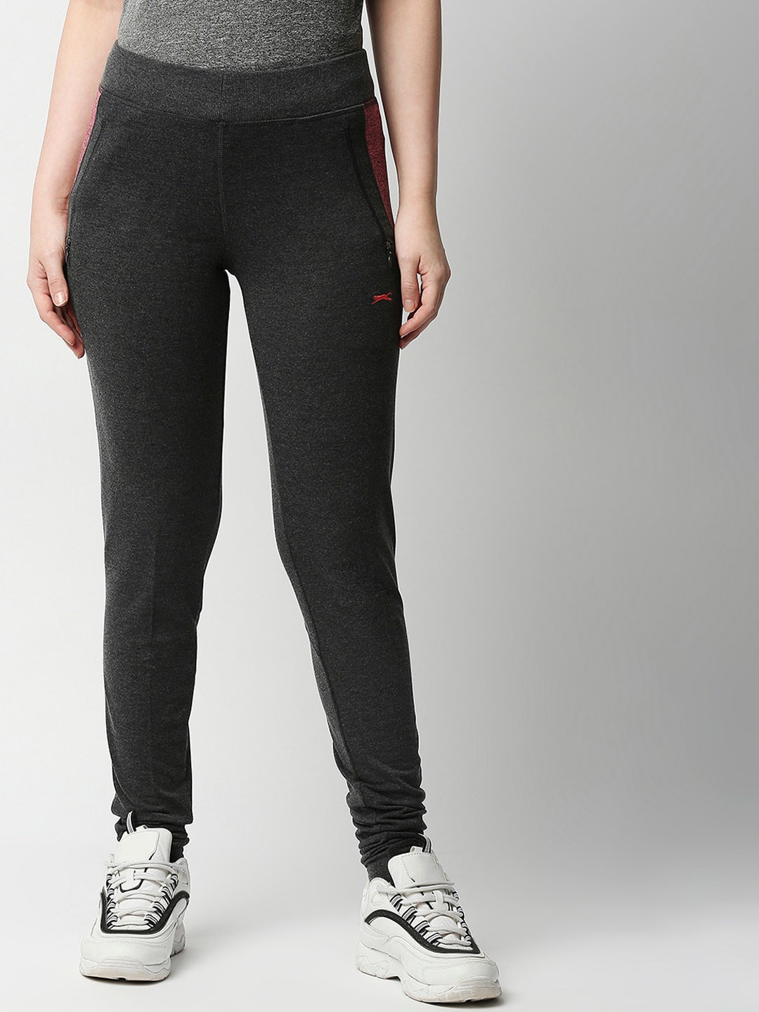 

Black Panther Women Melange Grey Solid Slim-Fit Track Pants