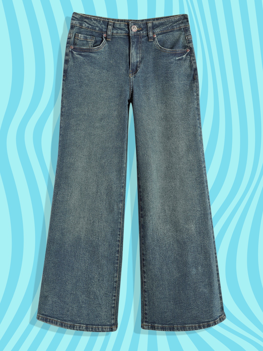

DressBerry Girls Blue Flared Clean Look Stretchable Jeans