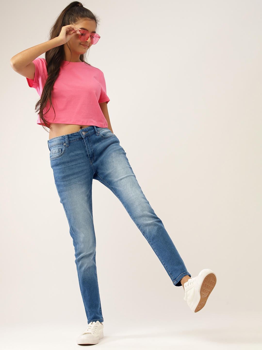 

DressBerry Teen Girls Blue Super Skinny Fit Heavy Fade Stretchable Jeans