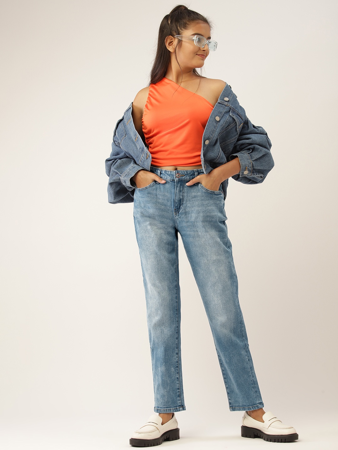 

DressBerry Girls Blue Boyfriend Fit Clean Look Stretchable Jeans