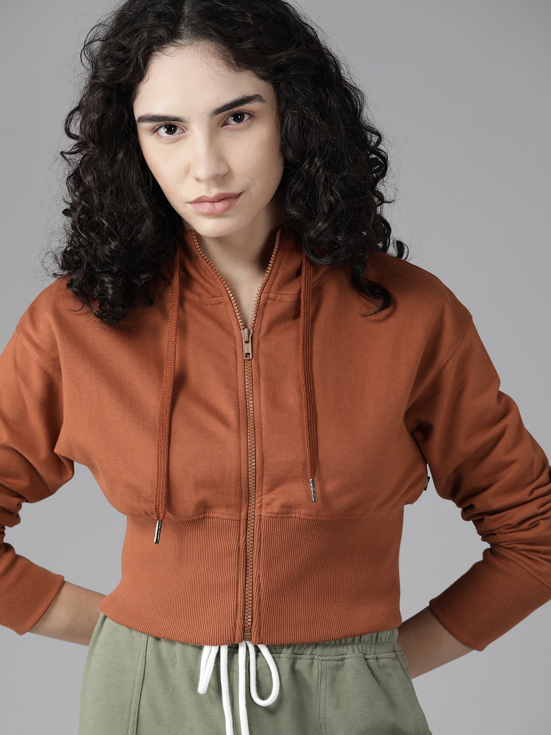 

Roadster Women Brown Hooded Sweatshirt