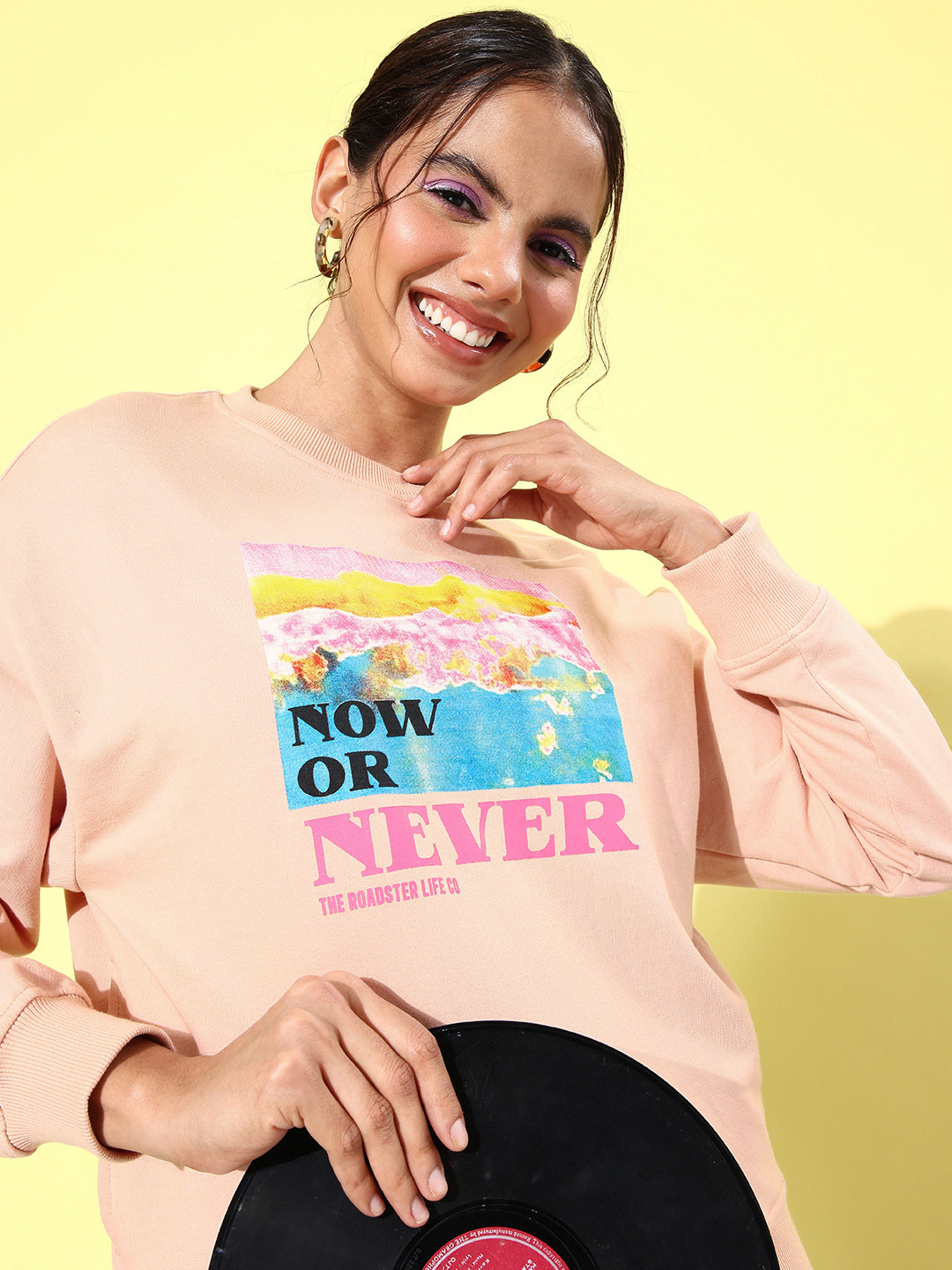

The Roadster Life Co. Graphic Printed Pullover Sweatshirt, Rose
