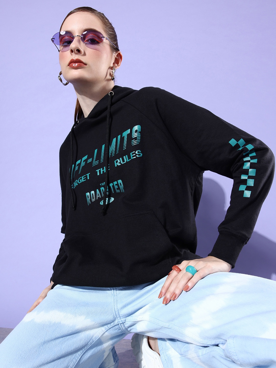 

The Roadster Life Co. Typography Printed Hello Monsoon-Hyper Graphics Hooded Sweatshirt, Black