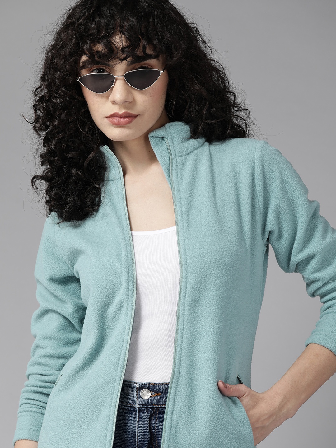 

Roadster Women Blue Solid Sweatshirt