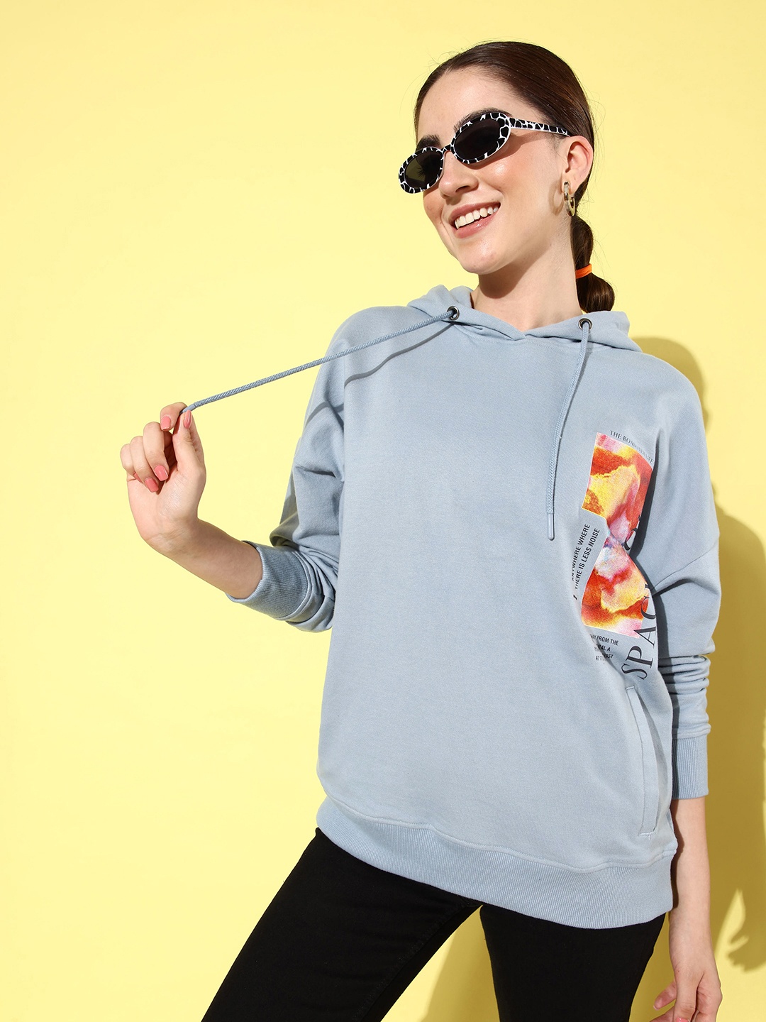 

The Roadster Lifestyle Co. Printed Hooded Sweatshirt, Blue