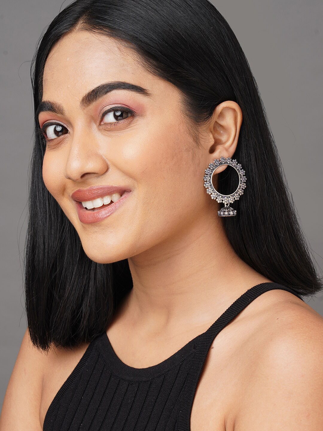

Binnis Wardrobe Silver-Toned Contemporary Jhumkas Earrings